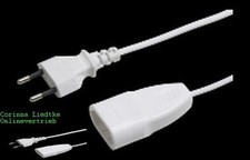 2X  Euro Verlängerung 3m weiß Buchse Stecker Verlängerungskabel Kabel Kupplung