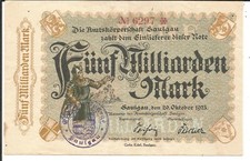 Amtskörperschaft Saulgau,5 Milliarden Mark 1923
