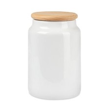 Keramikdose weiß holzdeckel - keramikdose,