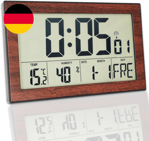 Digital wanduhr holzoptik - digital,