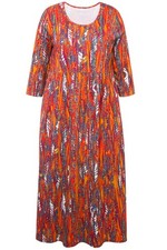Ulla Popken Damen große Größen Jersey Maxikleid A Linie Rundhals 3 4 Arm