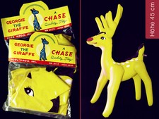 VINTAGE INFLATABLE XMAS DEKO REN ALT   AUFBLASBARE HIRSCH FIGUR HONGKONG 1960er!