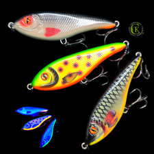 3x 9,5cm UV Jerkbait Jerk Hardbait Topwater Glider Wobbler Twitchbait Kunstköder
