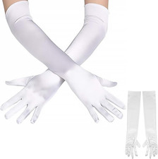 Lange Weiße Satin Handschuhe