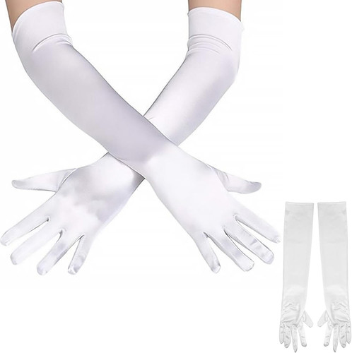 Lange weiße satin - lange, handschuhe