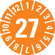 Prüfplakette 27, orange