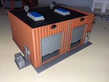 H0 HO 1:87 Gebäude LKW Garagen mit Rolltoren Bausatz (2) gr sw braun