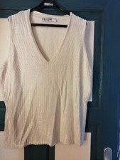 Caren Pfleger Pullover 44 Sommer Kurzarm weich Stäbchenpailletten stylisch 