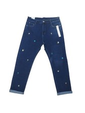 Vaquero azul bordado con