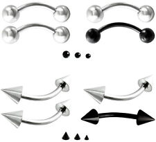 2er Set Banane Curved Barbell Piercing Augenbrauenpiercing schwarz silber