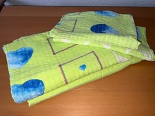 Doppelbett Bettwäsche 135 x 2m 75x80 Knopfleiste Baumwolle blaue Herz Seersucker