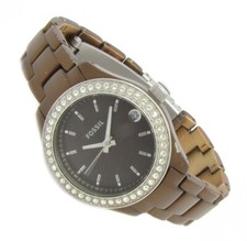 Fossil Kristall Damen Armbanduhr Datum Aluminium Kupfer ES-2963 5ATM B neu S283