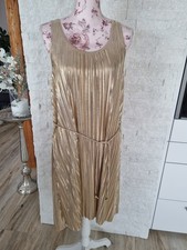 H&M Plissee Kleid Gold Farben