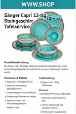 SÄNGER Dinnerware Set Capri Handmade Geschirrset Vintage 12 teilig aus Steingut