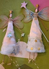 Gisela Graham Engel Rosa Blaunsterne Glitzer Flügel Fee Krone Prinzessin Aufhäng