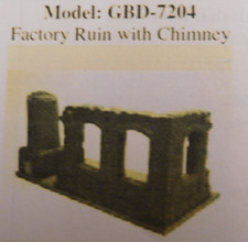 1:72 Für Diorama: Fabrikruine mit Schornstein  GBD-7204 (9 unbemalte Teile)  NEU