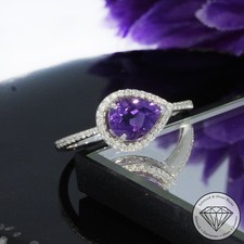 Wert 990 € Brillant Amethyst Ring 750 18 Karat Weiß Gold xxyy