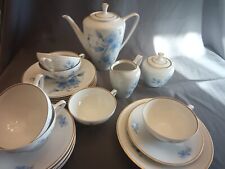 DDR Reichenbach Porzellan Kaffee/ Tee Service Blau Blumen Goldrand 21tlg.