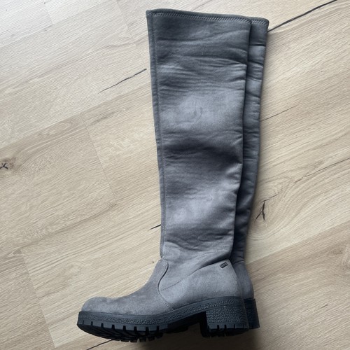 Damen overknee stiefel grau - overknee-stiefel,