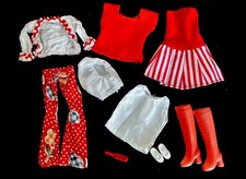Vintage Barbie Petra Plasty Kleidung Konvolut 70er Original Stiefel+Outfit Rot