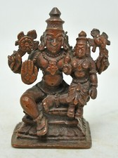 Original Alte Antike Kupfer Gott Vishnu Statue Figur Graviert Museum Qualität