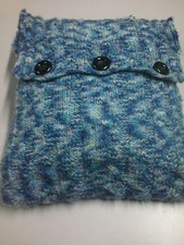 Kissen mit Kissenbezug - Strick - blau - mit Knöpfe - Gr. ca. 40/40