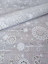 PVC Tischdecke Vinyl SONNENBLUME weiß • Breite 140 cm • Blumen Spitzeneffekt