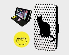 POLKA DOT CAT SILHOUTTE - Kunstleder Flip Handyhülle - iPhone/Samsung