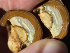 Boulder Opal Split Paar roh 56,7 ct mit Feuer