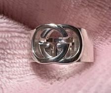 Gucci Interlocking Ring Silber 925 Gr. 18,8 /  59 GG Rarität 10mm breit Bandring