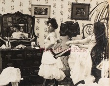 Szene Galante Deux -frauen Der Korsett Eiskunstlauf 1901 Foto Stereo White