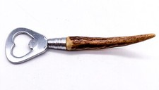 Vintage Flaschenöffner mit Hirschhorn-Griff aus Metall | 14 cm Länge