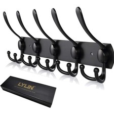 Garderobenhaken Edelstahl Rostfrei, Wandhaken 15 Haken, Schwarz Matt, Vintage