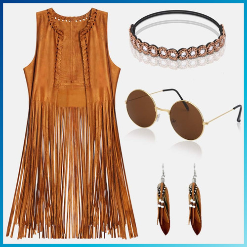 Hippie kostüm damen set - kostüm,