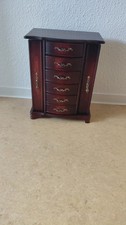 Kleiner Schmuckschrank mit zwei Seitenteilen für Ketten, 5schubladen