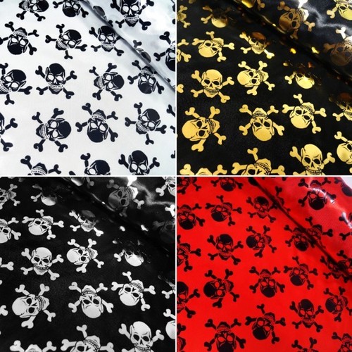Satin stoff folie totenköpfe - satin,