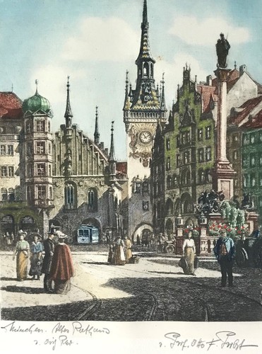 Farbradierung marienplatz - farbradierung,