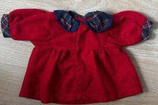 Puppe Kleid rot Velours Kragen kariert f. Käthe Kruse Schildkröt Vintage unbesp.