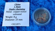 Münze China  1 Yuan 2013 Year of the Snake Charming farbig coloured
