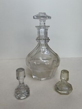 antik alt Bleiglas Karaffe Glas mit Drei Stöpsel 