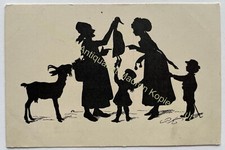 AK Scherenschnitt um 1920 Märchen Gans Ziege P.K.