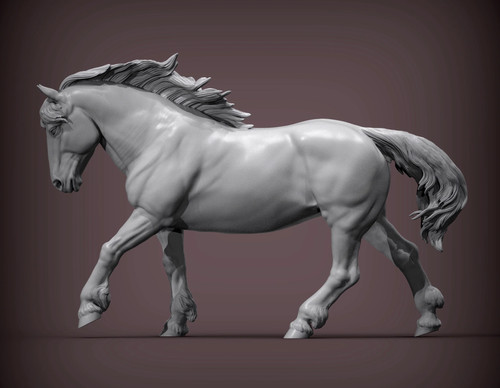 Percheron running unbemalter - running,