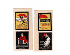 4 alte Reklamemarken für Schirme aus Heilbronn (Firma Lade und Marschall)