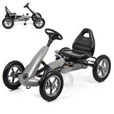 Tretauto GOKART für Kinder Pedalfahrzeug Handbremse mit 4 Rädern GRAU 3-stufige