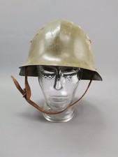 ALT Helm WK2 II 2. Weltkrieg grün Militär Ausrüstung Lederriemen 57 Stahl Leder
