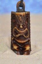 Herren Kette mit TIKI Anhänger 5 cm braun-schwarz Halskette, Hawaii Neu; K1 449