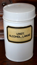 Apothekerdose Salbendose mit Deckel "Ungt. Alcohol. Lanae" Keramik Vintage