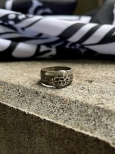  Totenkopf Silber 925 mit Patina Memento Mori Biker Ring 19 mm Calivario