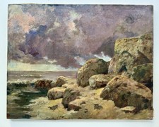 Rudolf Yelin d. Ä. (1864–1940) Felsen am Meer, Öl auf Leinwand, 60×74 cm