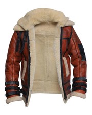 Herren RAF B3 Aviator Doppelkragen Shearling Schafhaut Bomber Lederjacke